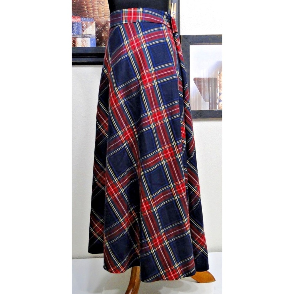 NWT Vintage Red/Black/Green/Blue/Yellow/White Talbots Petite Plaid Skirt Size 16 - Picture 2 of 9